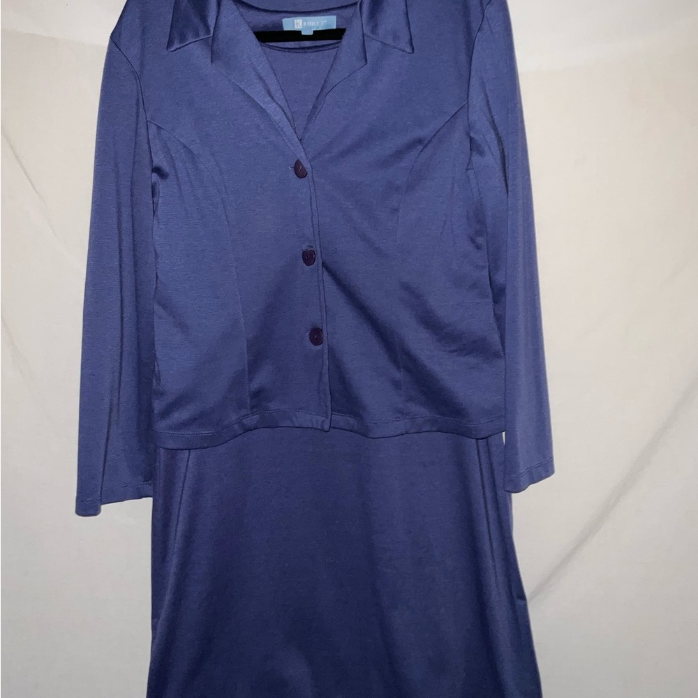 Koret Blue Sheath Dress with Long Sleeves and Notched Collar for Workwear set